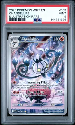 144781696 Chandelure 2025 Pokemon White Flare #103/086 Illustration Rare PSA 9 - Image 1