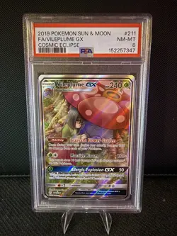 2019 Pokemon PSA 8 Vileplume GX #211/236 Sun & Moon Cosmic Eclipse FA - Image 1