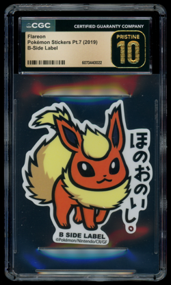 CGC 10 PRISTINE Pokemon Japanese Flareon B-SIDE Label Pt. 7 Sticker - Image 1