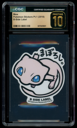 CGC 10 PRISTINE Pokemon Japanese Mew B-SIDE Label Pt. 1 Sticker - Image 1