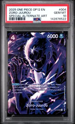 PSA 10 2025 ONE PIECE OP12-LEGACY OF THE MASTER | SPECIAL ALT ART ZORO-JUUROU - Image 1