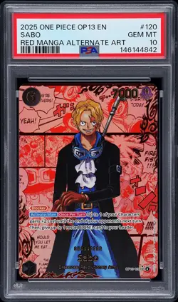 2025 ONE PIECE OP13-CARRYING ON HIS WILL RED MANGA ALTERNATE ART SABO PSA 10 - Image 1