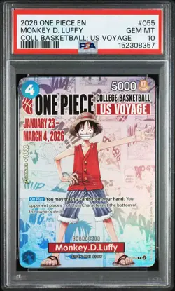 One Piece PSA 10 Monkey D Luffy Promo 2026 P-055 College Basketball English - Image 1