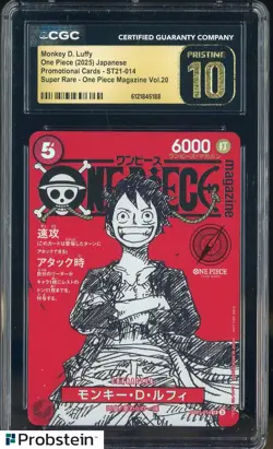 2025 One Piece JPN ST21 Promo Magazine Vol.20 014 Monkey D Luffy CGC 10 PRISTINE - Image 1