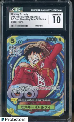 2024 Pokemon JPN One Piece Day'24 OP07-109 Monkey D. Luffy CGC 10 GEM MINT - Image 1
