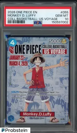 2026 One Piece EN College Basketball US Voyage #055 Monkey D Luffy PSA 10 - Image 1