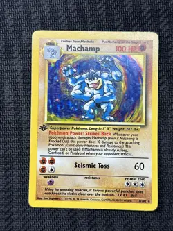 🥊 Machamp 1st Edition Holo Base Set 8/102 MP - WOTC RARE Vintage Pokemon Card - Image 3