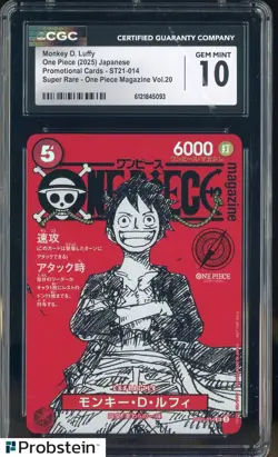 2025 One Piece JPN ST21 Promo Magazine Vol.20 014 Monkey D Luffy CGC 10 - Image 1