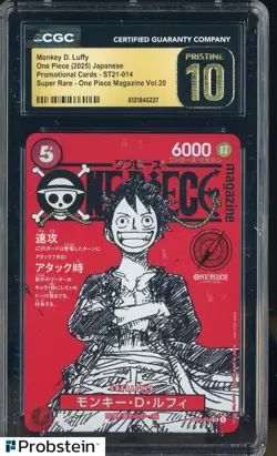 2025 One Piece JPN ST21 Promo Magazine Vol.20 014 Monkey D Luffy CGC 10 PRISTINE - Image 1