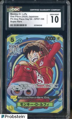 2024 Pokemon JPN One Piece Day'24 OP07-109 Monkey D. Luffy CGC 10 GEM MINT - Image 1