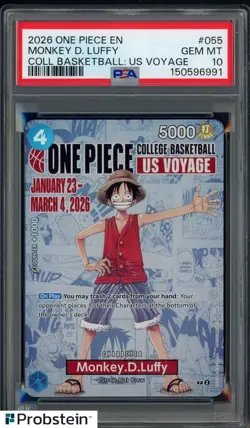 2026 One Piece EN College Basketball US Voyage #055 Monkey D Luffy PSA 10 - Image 1