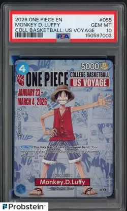 2026 One Piece EN College Basketball US Voyage #055 Monkey D Luffy PSA 10 - Image 1