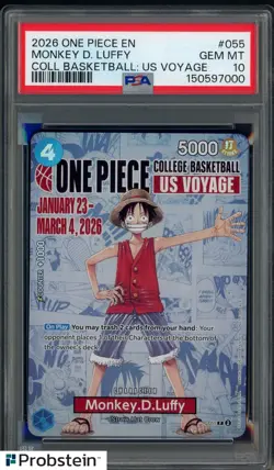 2026 One Piece EN College Basketball US Voyage #055 Monkey D Luffy PSA 10 - Image 1