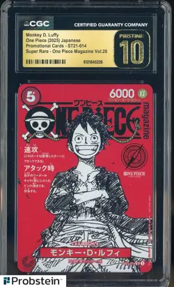 2025 One Piece JPN ST21 Promo Magazine Vol.20 014 Monkey D Luffy CGC 10 PRISTINE - Image 1