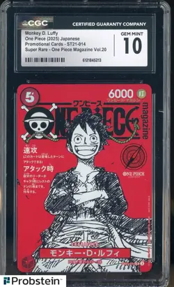 2025 One Piece JPN ST21 Promo Magazine Vol.20 014 Monkey D Luffy CGC 10 - Image 1
