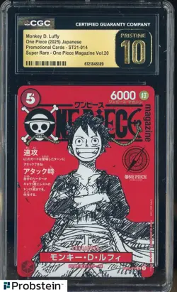 2025 One Piece JPN ST21 Promo Magazine Vol.20 014 Monkey D Luffy CGC 10 PRISTINE - Image 1