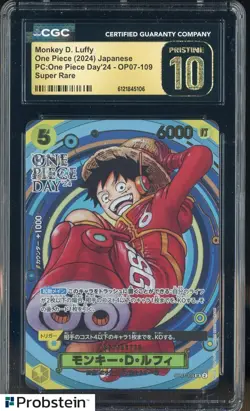 2024 Pokemon JPN One Piece Day'24 OP07-109 Monkey D. Luffy CGC 10 PRISTINE - Image 1