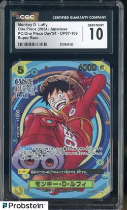2024 Pokemon JPN One Piece Day'24 OP07-109 Monkey D. Luffy CGC 10 GEM MINT - Image 1