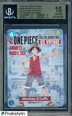 2026 One Piece Promos College BK US Voyage Monkey D. Luffy BGS 10 PRISTINE - Image 1