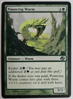 MTG Magic The Gathering Card Pouncing Wurm Creature Wurm Green Planar Chaos - Image 1