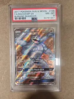 Pokemon Machamp GX Holo Full Art Ultra Rare Card Burning Shadows 135/147 Psa 8 - Image 1
