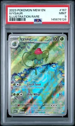 2023 POKEMON Mew EN 151 IVYSAUR Illustration Rare Card #167 PSA 9 - Image 1