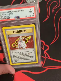 PSA 9 Blaine 17/132 2000 Gym Challenge 1st Edition Holo Rare Pokemon Card SWIRL - Image 2
