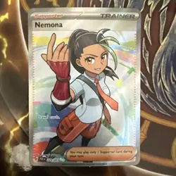 Pokemon TCG Nemona Trainer Paldean Fates Full Art Holo Ultra Rare Card 229/091 - Image 1