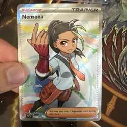Pokemon TCG Nemona Trainer Paldean Fates Full Art Holo Ultra Rare Card 229/091 - Image 3