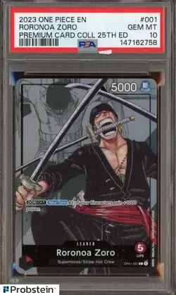 #4 2023 One Piece EN Premium Card Collection 25th Edition Roronoa Zoro PSA 10 - Image 1