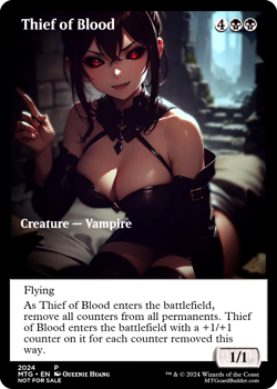 THIEF OF BLOOD : altered-art card for use with MTG : hot, busty babe! - Image 1