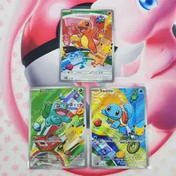 Charmander 038 + Squirtle 039 + Bulbasaur 037 - First Partner Pokemon Cards L286 - Image 1