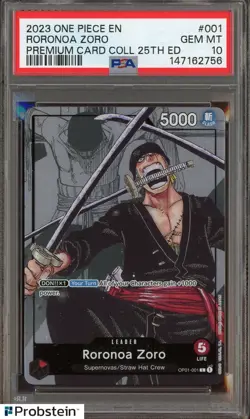 #1 2023 One Piece EN Premium Card Collection 25th Edition Roronoa Zoro PSA 10 - Image 1