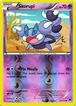 POKEMON Skorupi #53/122 Reverse Holo XY - BREAKpoint NM - Image 1