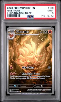 2023 POKEMON OBF EN-OBSIDIAN FLAMES ILLUSTRATION RARE #199 NINETALES PSA 9 - Image 1