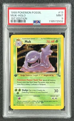 MUK HOLO 1ST ED PSA 9 1999 POKEMON FOSSIL 1ST EDITION #13/62 MINT 2932 - Image 1