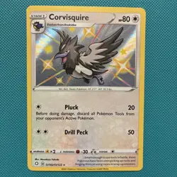 Corvisquire Baby Shiny Rare SV102/SV122 Shining Fates: Shiny Vault Pokemon TCG - Image 1
