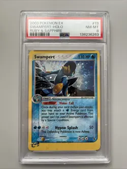 2003 POKEMON EX RUBY & SAPPHIRE #13 SWAMPERT-HOLO PSA 8 W/ SWIRL!!! - Image 1