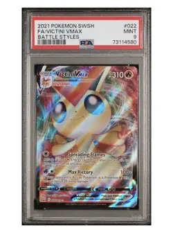 Pokemon Victini VMAX Full Art Holo Rare 2021 SWSH Battle Styles #022 PSA 9 MINT - Image 1