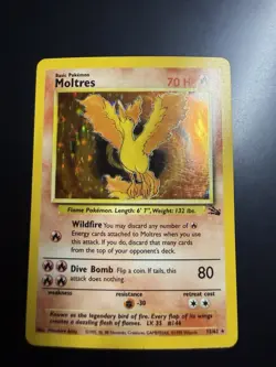 Pokemon Moltres 12/62 Fossil Holo Rare Basic 70 HP Unlimited 1999 - Image 1