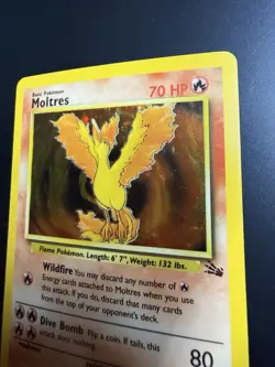 Pokemon Moltres 12/62 Fossil Holo Rare Basic 70 HP Unlimited 1999 - Image 2