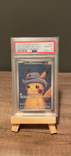2023 POKEMON X VAN GOGH BLACK STAR PROMO #085 PIKACHU WITH GREY FELT HAT PSA 10 - Image 1