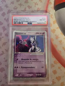 2004 POKEMON SPANISH EX RUBY & SAPPHIRE #101 MEWTWO EX-HOLO PSA 8 - Image 1