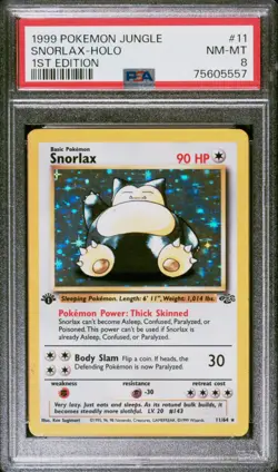 1999 POKEMON JUNGLE 1ST EDITION #11 SNORLAX-HOLO PSA 8 NM-MT - Image 1