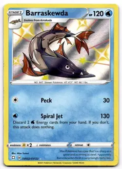 Barraskewda SV032/SV122 Shiny Rare Shining Fates Shiny Vault Pokemon Holo NM - Image 1