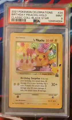 Pokemon Celebrations PIKACHU BIRTHDAY Classic Collection Holo 24/53 PSA 9 - Image 1