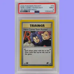 Pokemon 1st Edition Here Comes Team Rocket Holo 15/82 Team Rocket PSA 9 MINT - Image 1