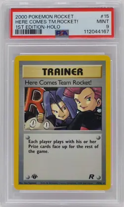 Pokemon 1st Edition Here Comes Team Rocket Holo 15/82 Team Rocket PSA 9 MINT - Image 3