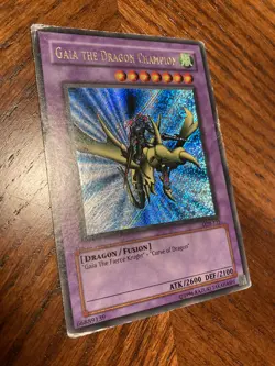 Yugioh MISPRINT Gaia The Dragon Champion LOB-125 GOLD Name Damaged/Played - Image 2