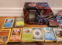 POKEMON CARD COLLECTION LOT IN TIN SOME UNCOMMON OVER 500 - Image 3